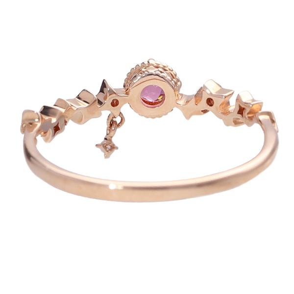 ピンクトルマリン ダイヤモンド スター リング K10 ピンクゴールド 星