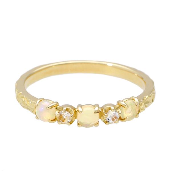 K18 ハワイアンジュエリー エチオピアオパール リング ハワイアン エタニティ 18金 18k ゴールド 指輪 天然石 レディース 爆買の画像