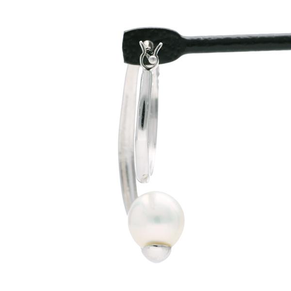 パール ダイヤモンド ホワイトゴールド フープピアス 2P 両耳用 K10 10金 10k ゴールド ピアス 淡水パール 華やか レディース 爆買の画像