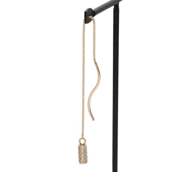 ダイヤモンド アメリカンピアス ゴールド チェーン ピアス 2P 両耳用