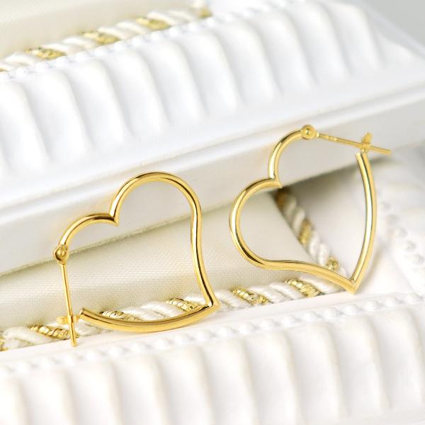 K18 ハート フープ ピアス 2P 両耳用 18金 18k ゴールド フープピアス ゴールドピアス シンプル 上品 かわいい レディース 爆買の画像