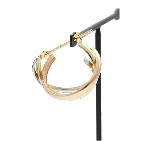 PT900 K18 3連 フープピアス 2P 両耳用 プラチナ ゴールド 18金 18k フープ ピアス 3色 ホワイト ピンク イエロー レディース 爆買の画像