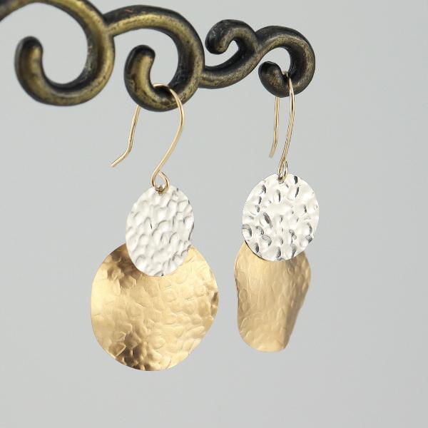 サマンサティアラ K10 PG フラワー リーフ フープ サークル ピアス