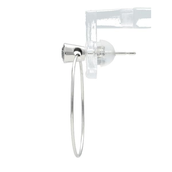 PT900 ダイヤモンド フープ ピアス 2P 両耳用 プラチナピアス スタッドピアス 輪 輪っか シンプル 上品 大ぶり 大きめ レディース 爆買の画像