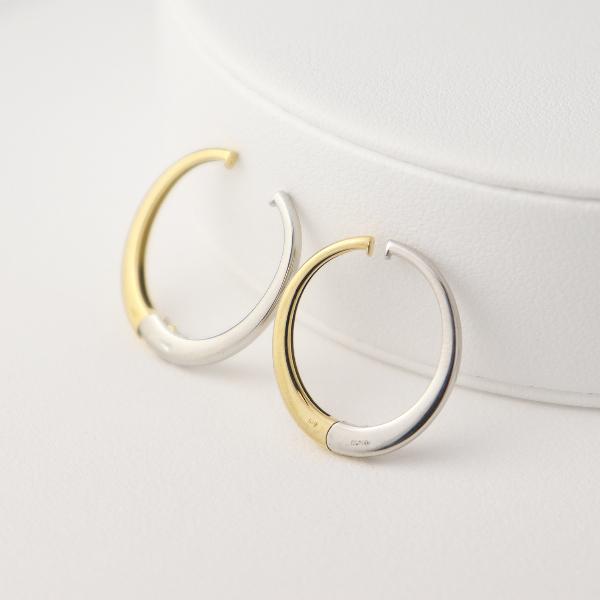 PT900 K18 2WAY フープ ノンホールピアス 2P 両耳用 プラチナ ゴールド