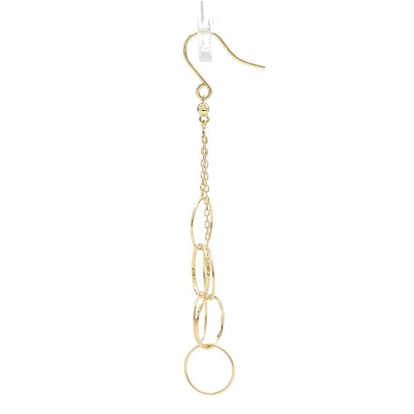 K18 サークル ロング ゴールド ピアス 2P 両耳用 18金 18k 揺れる ロングピアス チェーン 大人 かわいい 華奢 フック レディース 爆買の画像