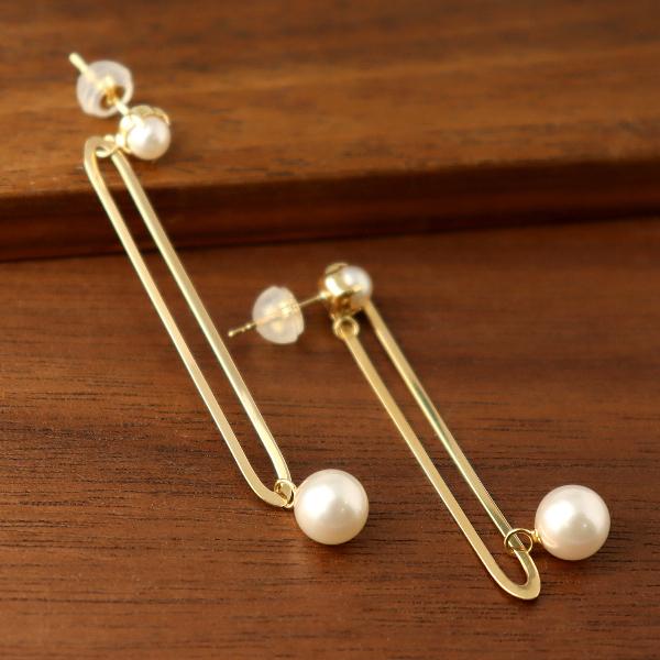 K18 あこや真珠 ロングピアス 2P 両耳用 ピアス パール アコヤ 真珠 18金 18k ゴールド スティック 揺れる 長い 長め レディース 爆買の画像