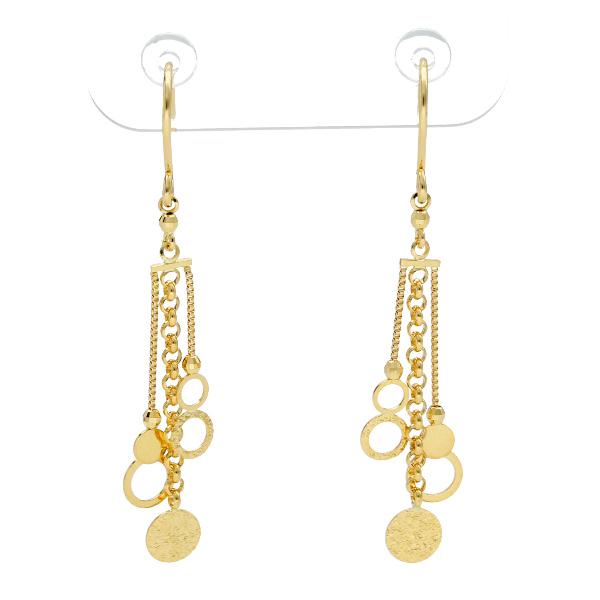 K18 3連 サークル チェーン ゴールドピアス 2P 両耳用 18金 18k