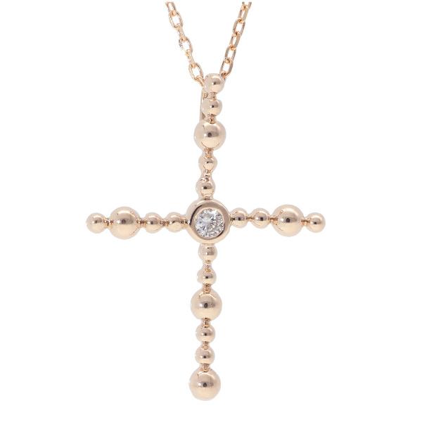 K18 ダイヤモンド クロス ピンクゴールド ネックレス 18金 18k ゴールド 十字架 大ぶり 大きめ 可愛い 大人かわいい レディース 爆買の画像