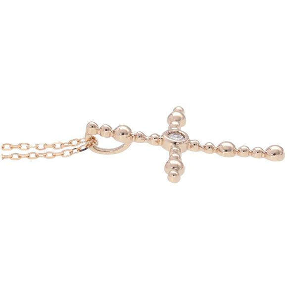 K18 ダイヤモンド クロス ピンクゴールド ネックレス 18金 18k ゴールド 十字架 大ぶり 大きめ 可愛い 大人かわいい レディース 爆買の画像