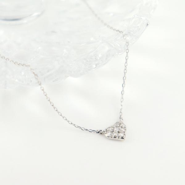 K18 2WAY ハート ダイヤモンド ホワイトゴールド ネックレス 18金 18k 