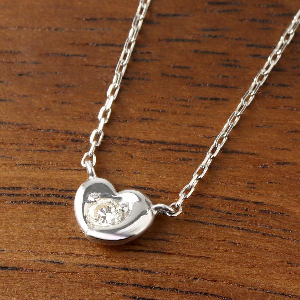 K18 一粒 ダイヤモンド ハート ネックレス 18金 18k ホワイトゴールド ゴールド 天然 ダイヤ シンプル 上品 定番 レディース 爆買の画像
