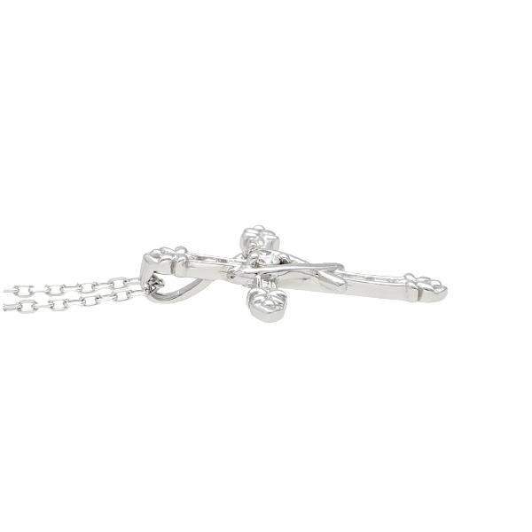 K18 ダイヤモンド クロス ネックレス 18k 18金 ホワイトゴールド 十字架 上品 アンティーク 華やか 華奢 繊細 レディース 爆買の画像