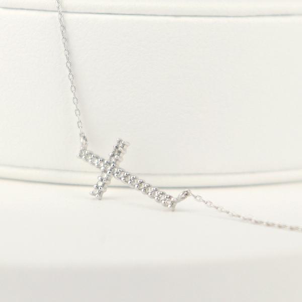 K18 ダイヤモンド クロス ネックレス 18金 18k ホワイトゴールド 十字架 ゴールド 天然 ダイヤ 華やか 上品 大人 レディース 爆買の画像