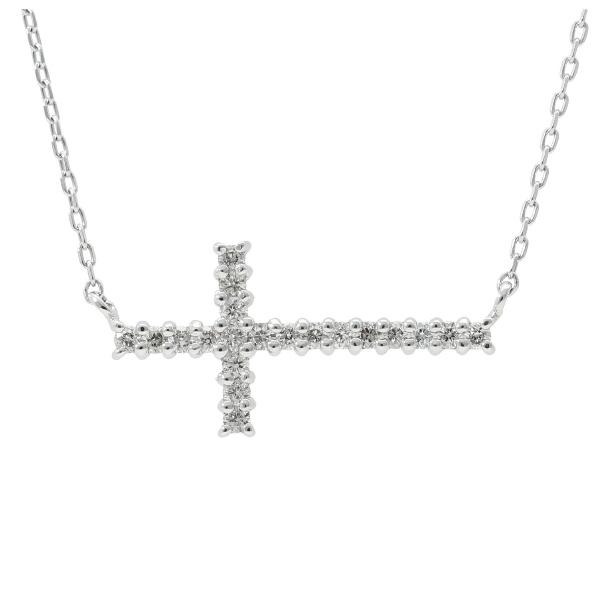 K18 ダイヤモンド クロス ネックレス 18金 18k ホワイトゴールド 十字架 ゴールド 天然 ダイヤ 華やか 上品 大人 レディース 爆買の画像