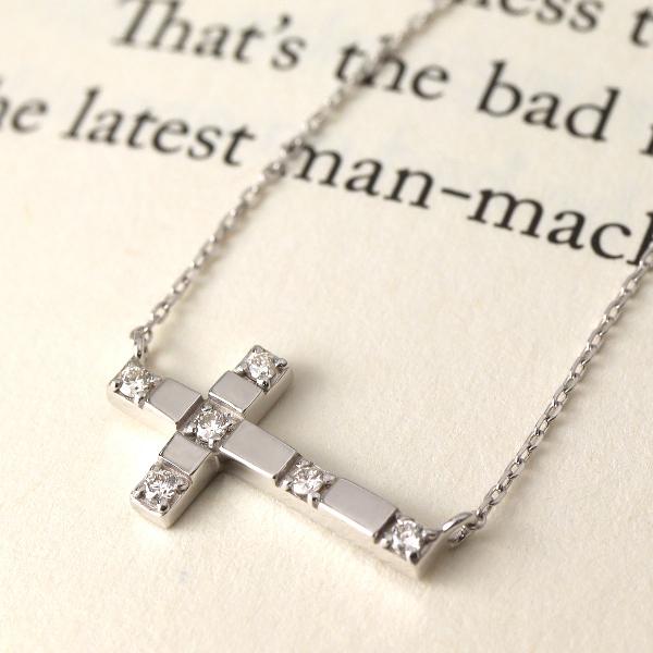 K18 ダイヤモンド クロス ネックレス 18金 18k ホワイトゴールド ゴールド 天然 ダイヤ 十字架 シンプル 上品 華やか レディース 爆買の画像