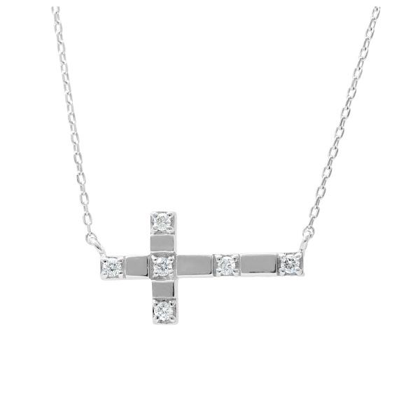 K18 ダイヤモンド クロス ネックレス 18金 18k ホワイトゴールド ゴールド 天然 ダイヤ 十字架 シンプル 上品 華やか レディース 爆買の画像