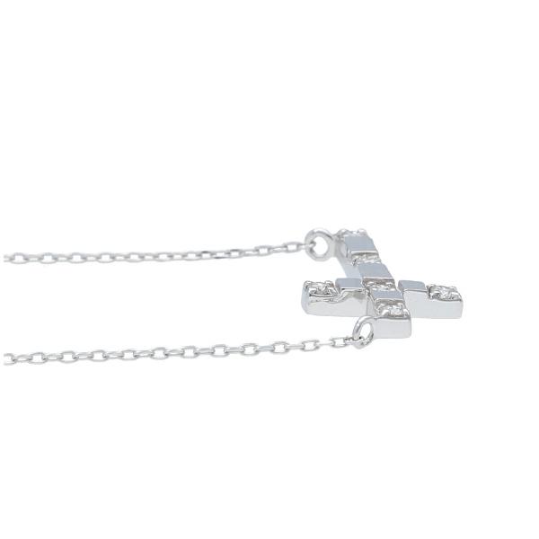 K18 ダイヤモンド クロス ネックレス 18金 18k ホワイトゴールド ゴールド 天然 ダイヤ 十字架 シンプル 上品 華やか レディース 爆買の画像