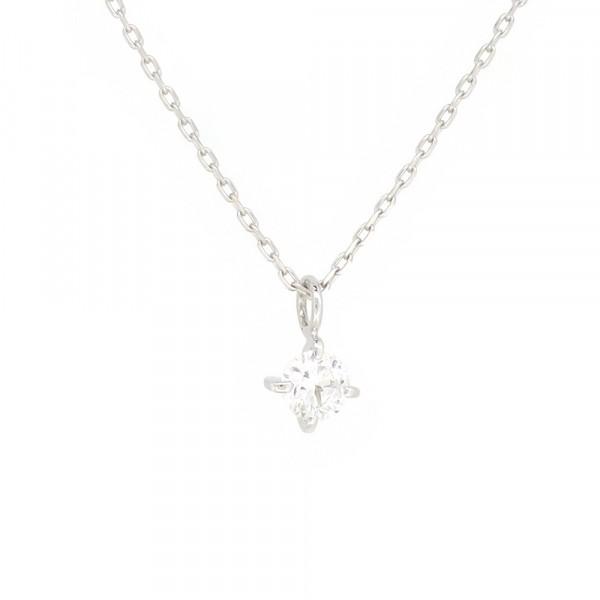 一粒 ゴールドネックレス(チェーン付きペンダント) 18金 ホワイトゴールド ダイヤモンド ダイアモンド ジュエリー