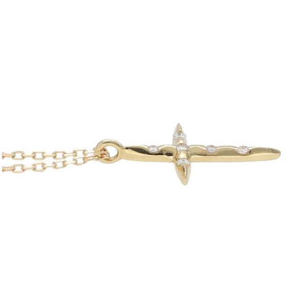 K18 ダイアモンド クロス ネックレス 18金 18k ゴールド 十字架 細身 細め 華奢 シンプル 普段使い 上品 アクセサリー レディース 爆買の画像