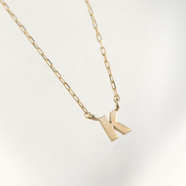 アルファベット ゴールド ネックレス K イニシャル 頭文字 K10 10金 10k 地金 英字 ロングネックレス 華奢 上品 大人 レディース 爆買の画像