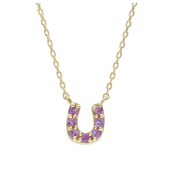 K18 リバーシブル アメジスト ダイヤモンド 馬蹄 ネックレス 2WAY ホースシュー 18金 18k ゴールド 天然石 誕生石 2月 レディース 爆買の画像