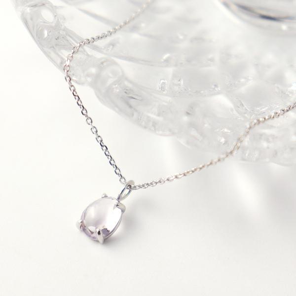 K18 ぷっくり & キラキラ カット ライトアメジスト ネックレス 天然石 一粒 18金 18k ホワイトゴールド ゴールド レディース