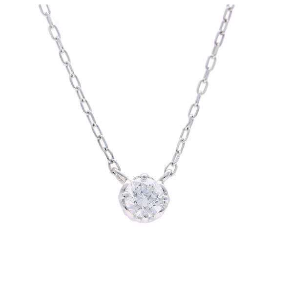 K18 一粒 天然 ダイヤモンド ホワイトゴールド ネックレス 18金 18k ゴールド 唐草 ダイヤ シンプル 定番 かわいい レディース 爆買の画像