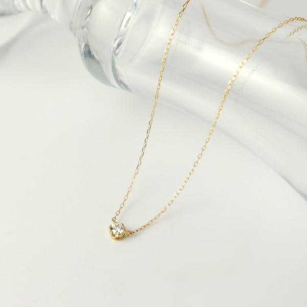 K18 一粒 天然 ダイヤモンド ゴールド ネックレス 18金 18k 唐草 ダイヤ シンプル 定番 かわいい きれい 上品 華奢 レディース 爆買の画像
