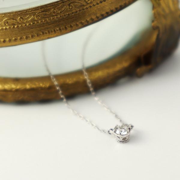 K18 一粒 ダイヤモンド 六角形 ネックレス 18金 18k ホワイトゴールド ゴールド 天然 ダイヤ シンプル 定番 レディース 爆買の画像