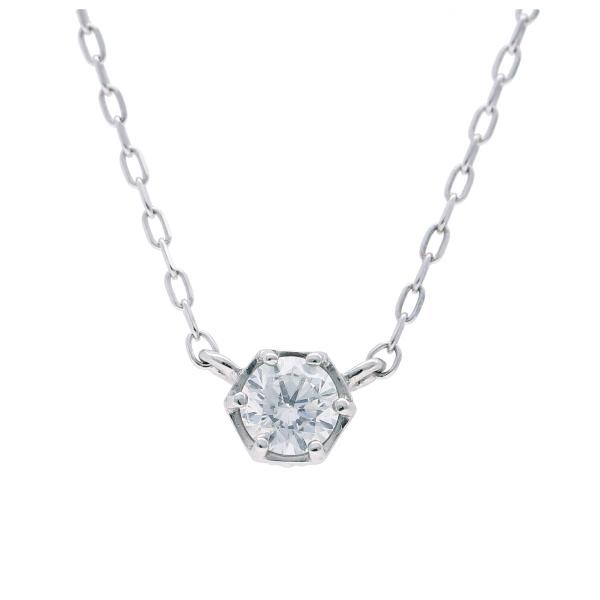 K18 一粒 ダイヤモンド 六角形 ネックレス 18金 18k ホワイトゴールド ゴールド 天然 ダイヤ シンプル 定番 レディース 爆買の画像