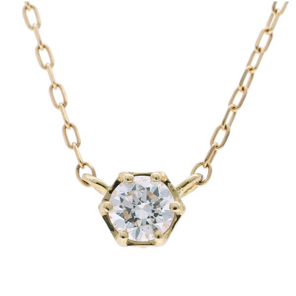 K18 一粒 ダイヤモンド 六角形 ネックレス 18金 18k ゴールド 天然 ダイヤ シンプル 定番 ヘキサゴン きれい 上品 レディース 爆買の画像