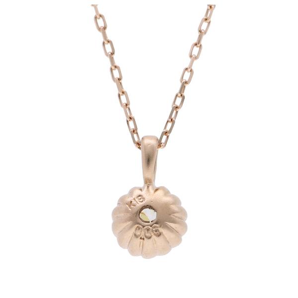 K18 一粒 天然 ダイヤモンド ピンクゴールド ネックレス 18金 18k ゴールド ミル打ち ダイヤ シンプル 定番 かわいい レディース 爆買の画像