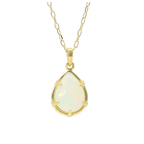 K18 エチオピア産 オパール ネックレス 一粒 ドロップ 18金 18k ゴールド 天然 天然石 滴 雫 誕生石 10月 YG レディース 爆買の画像
