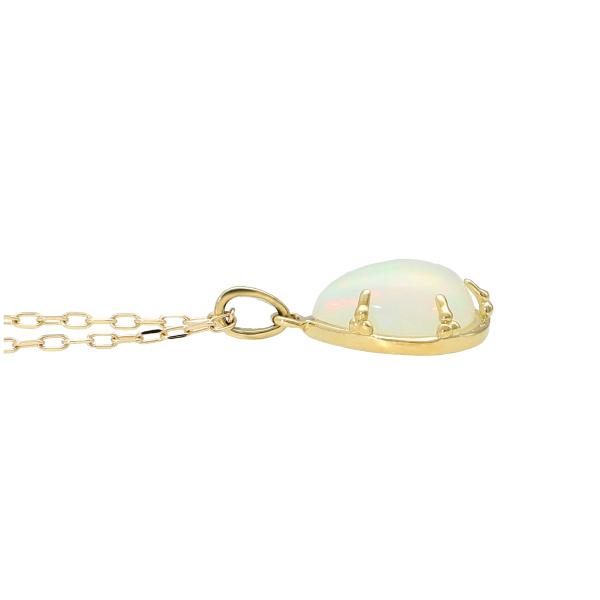 K18 エチオピア産 オパール ネックレス 一粒 ドロップ 18金 18k ゴールド 天然 天然石 滴 雫 誕生石 10月 YG レディース 爆買の画像