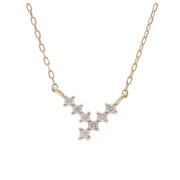 K18 V字 ダイヤモンド ネックレス 18金 18k ゴールド 天然 ダイヤ V 