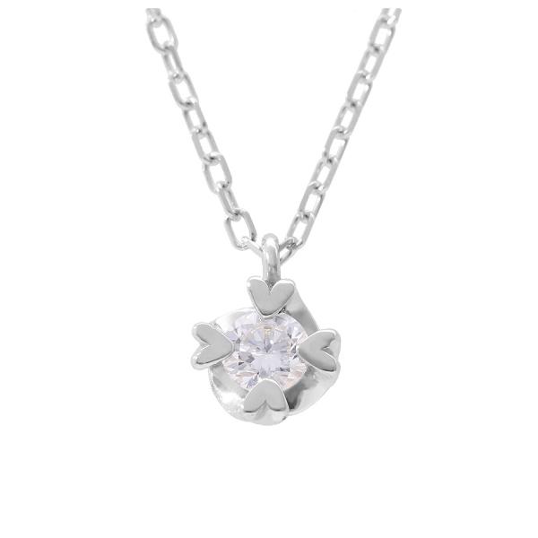 K18 一粒 ダイヤモンド ホワイトゴールド ネックレス 18金 18k 一粒ダイヤ ハート 4本爪 0.1ct 天然 レディース 爆買の画像