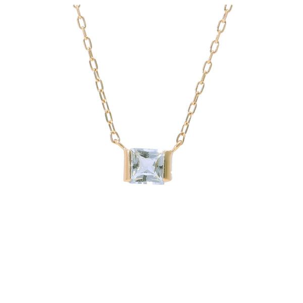 K18 アクアマリン スクエア ゴールド ネックレス 一粒 天然石 誕生石 3月 18金 18k かわいい きれい 上品 普段使い レディース 爆買の画像