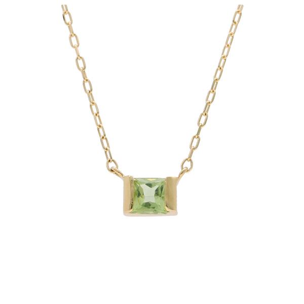 K18 ペリドット スクエア ゴールド ネックレス 一粒 天然石 誕生石 8月 18金 18k かわいい きれい 上品 普段使い 色石 レディース 爆買の画像