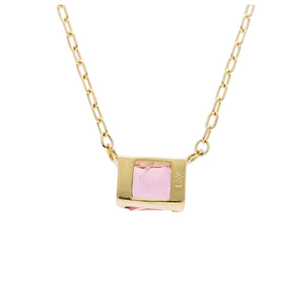 K18 ピンクトルマリン スクエア ゴールド ネックレス 一粒 天然石 誕生石 10月 18金 18k ピンク トルマリン かわいい レディース 爆買の画像