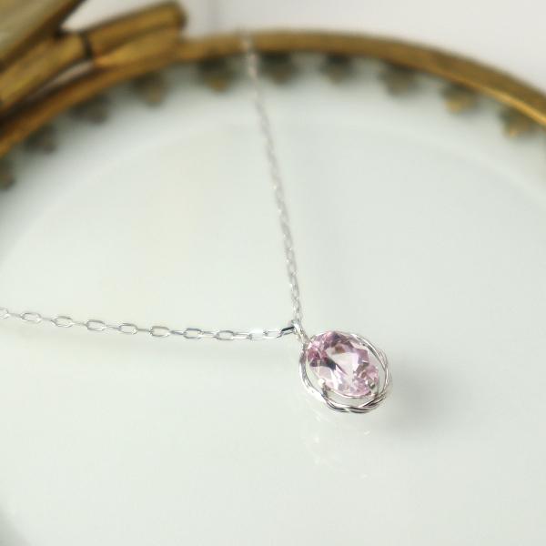 K18 オーバル ピンクトパーズ ネックレス 18金 18k ホワイトゴールド 天然石 一粒 トパーズ ゴールド かわいい 上品 レディース 爆買の画像