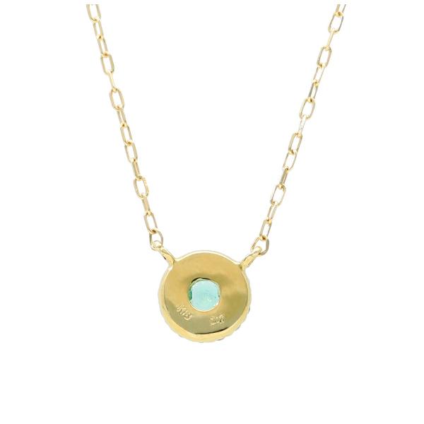 K18 エメラルド ダイヤモンド サークル ネックレス 18金 18k ゴールド イエロー YG 取り巻き 上品 華やか 大人 定番 レディース 爆買の画像