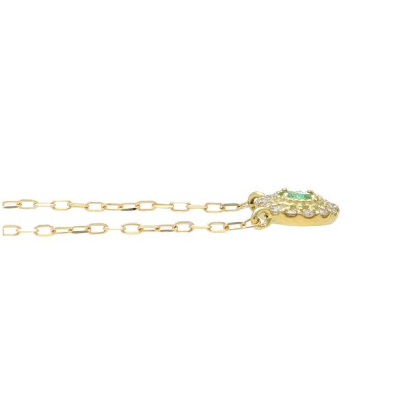 K18 エメラルド ダイヤモンド サークル ネックレス 18金 18k ゴールド イエロー YG 取り巻き 上品 華やか 大人 定番 レディース 爆買の画像