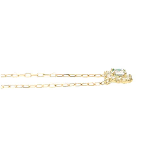 K18 エメラルド ダイヤモンド フラワー ネックレス 18金 18k ゴールド 誕生石 5月 天然 ダイヤ 華奢 華やか 上品 気品 レディース 爆買の画像