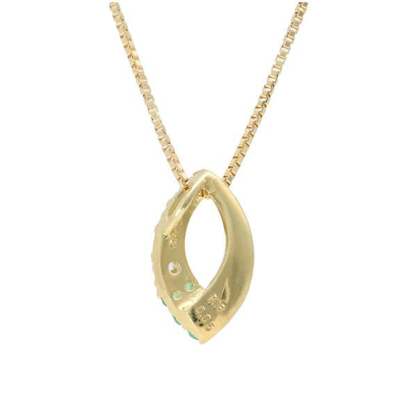 K18 エメラルド ダイヤモンド マーキス ゴールドネックレス 18金 18k ゴールド ネックレス ひねり 上品 エレガント レディース 爆買の画像