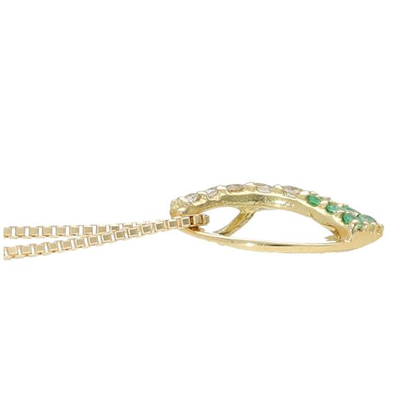 K18 エメラルド ダイヤモンド マーキス ゴールドネックレス 18金 18k ゴールド ネックレス ひねり 上品 エレガント レディース 爆買の画像