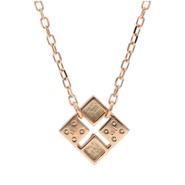 K18 ダイアモンド スクエア プレート ネックレス 18金 18k ピンク