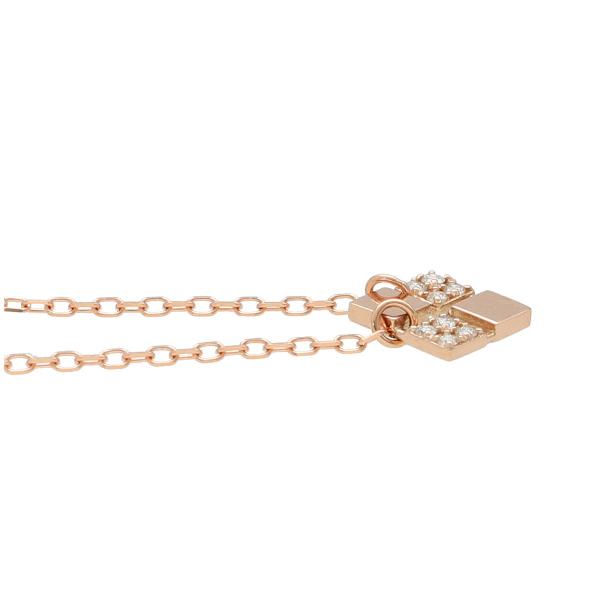 K18 ダイアモンド スクエア プレート ネックレス 18金 18k ピンク