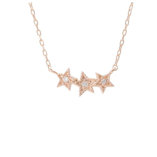 星 ダイヤモンド ピンクゴールド ネックレス K10 10金 10k ゴールド