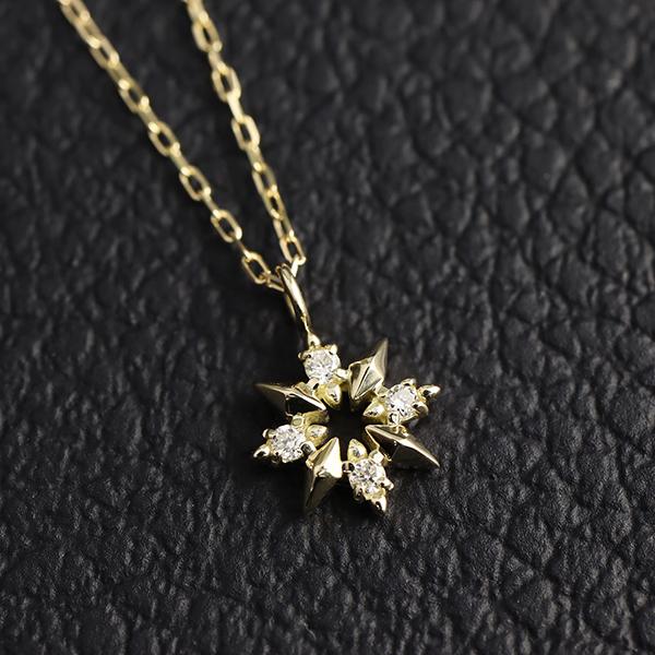K10 イエローゴールド スターモチーフ ダイヤモンドネックレス ダイヤモンド スター ゴールド ネックレス K10 10金 10k 星 幾何学